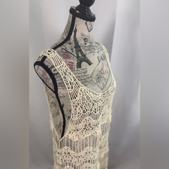 Lady Noiz Beige Crochet Lace Tunic/dress Size M - Picture 7 of 9